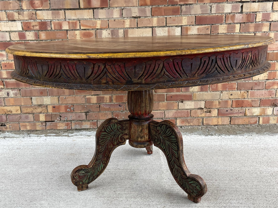BRAZILIAN ROUND BREAKFAST PEDESTAL TABLE WITH PAINTED DETAIL