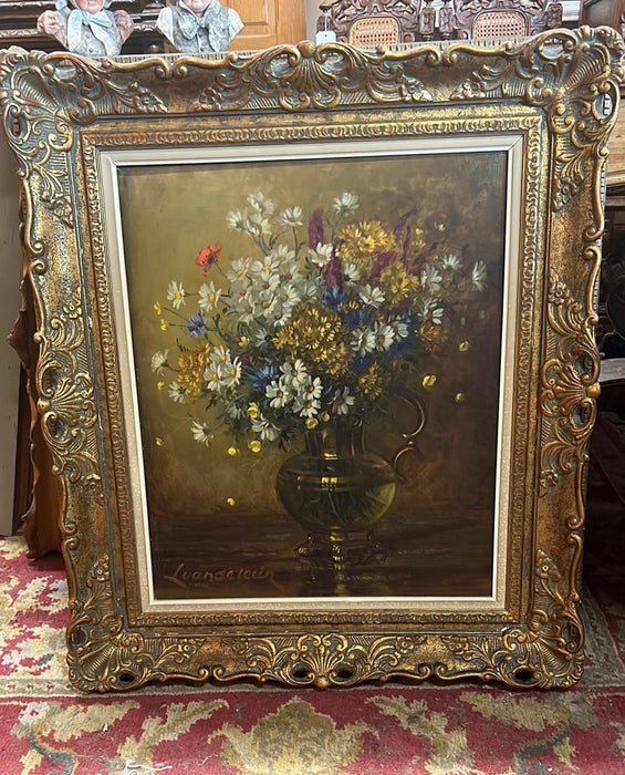 BRIGHT FLORAL OIL PAINTING ON CANVAS