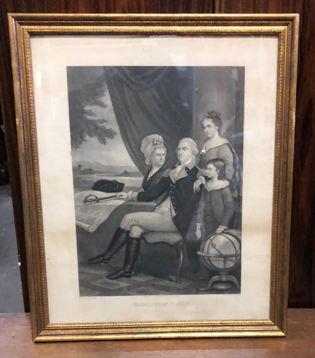 FRAMED ENGRAVING OF PRESIDENT WASHINGTONS FAMILY