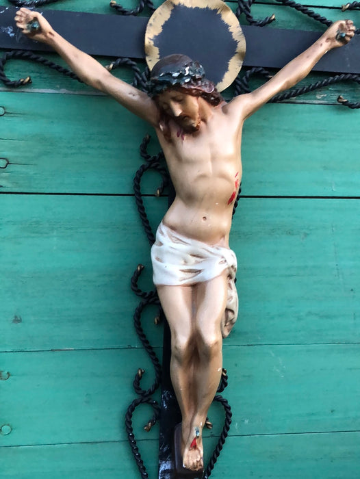 IRON CROSS WITH COMPOSITE JESUS CRUIFIX