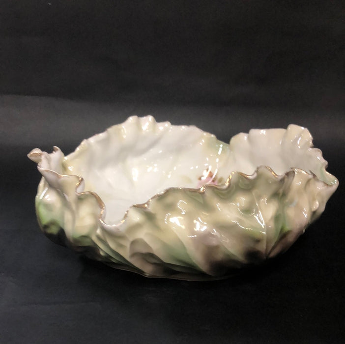 R.S. GERMAN GREEN FLORAL BOWL