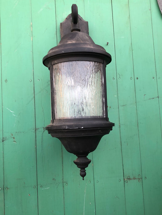 SINGLE CYLINDER EXTERIOR  METAL SCONCE LIGHT WITH TEXTURED GLASS