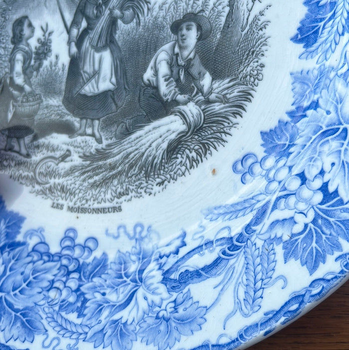 BLUE AND BLACK TRANSFERWARE IRONSTONE PLATE - EACH