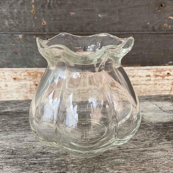 SMALL CLEAR GLASS SQUAT VASE