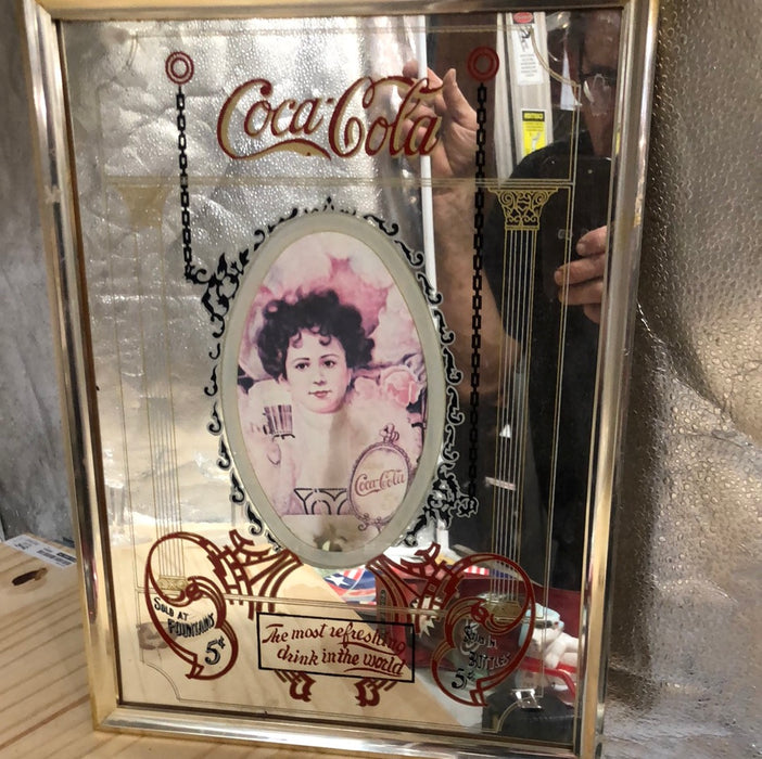 COCA-COLA MIRROR WITH YOUNG GIRL IN CENTER