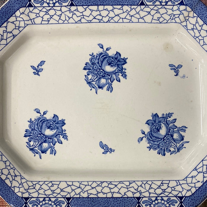 "JULIETTE" PATTERN FLORAL BLUE TRANSFERWARE PLATTER - AS FOUND