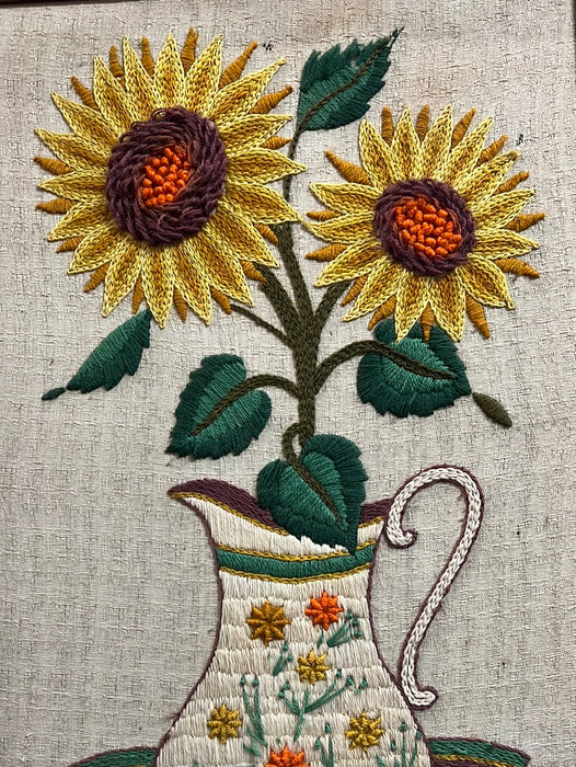 VERTICAL SUNFLOWER NEEDLEPOINT WALL HANGING