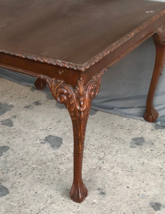 MAHOGANY GAME TABLE WITH BALL AND CLAW FEET