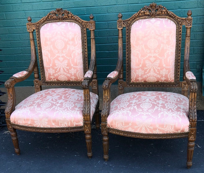 PAIR OF LOUIS XVI CARVED ARMCHAIRS