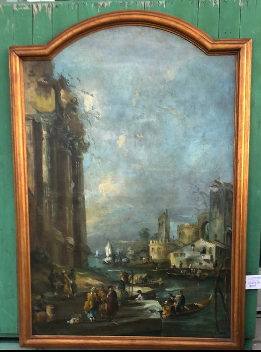 TALL ARCHED FRAME LANDSCAPE OF VENICE OIL PAINTING ON CANVAS