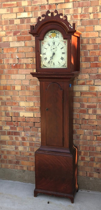 EARLY GRANDFATHER CLOCK WITH FAUX GRAIN