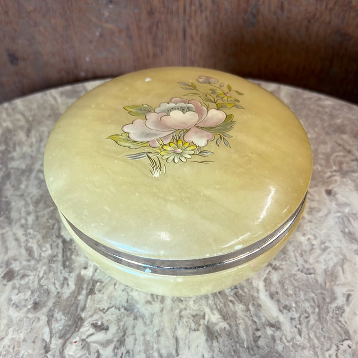ROUND YELLOW ALABASTER WITH FLORAL BOX