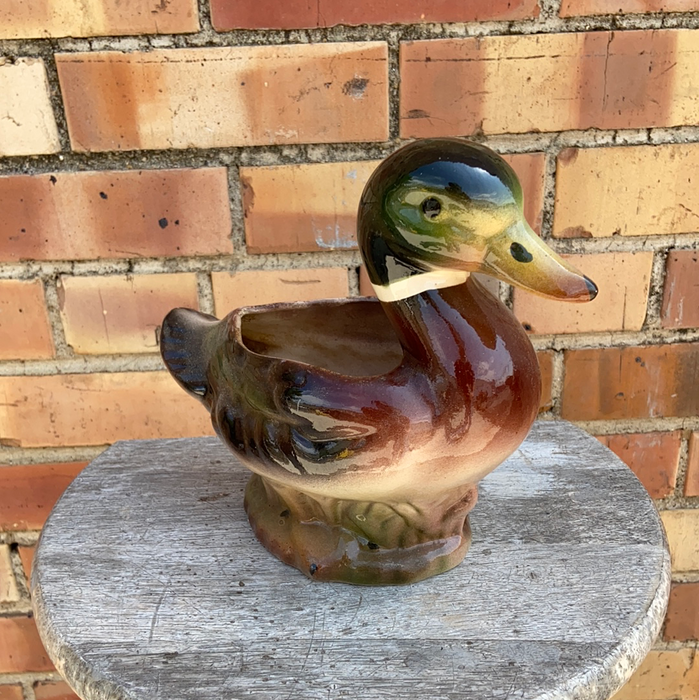 SMALL CERAMIC MALLARD DUCK PLANTER