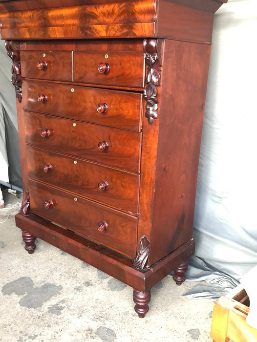 FLAME MAHOGANY 6 DRAWER OGEE CHEST