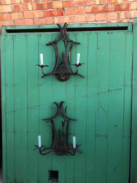 PAIR OF FAUX BAMBOO METAL SCONCES
