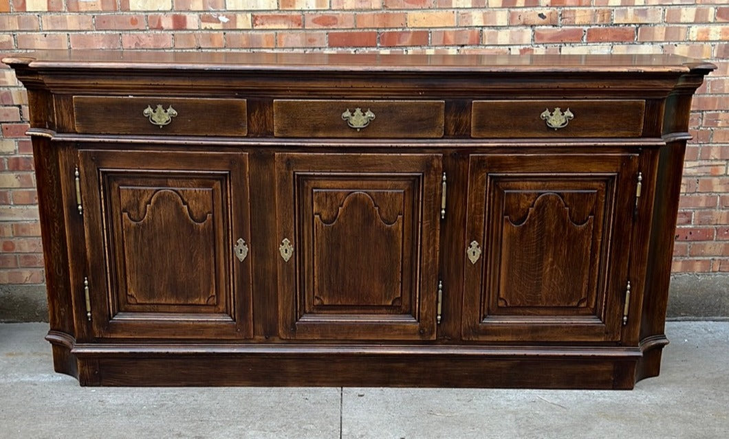 CONCAVE ENDS COUNTRY FRENCH OAK HEAVY SIDEBOARD