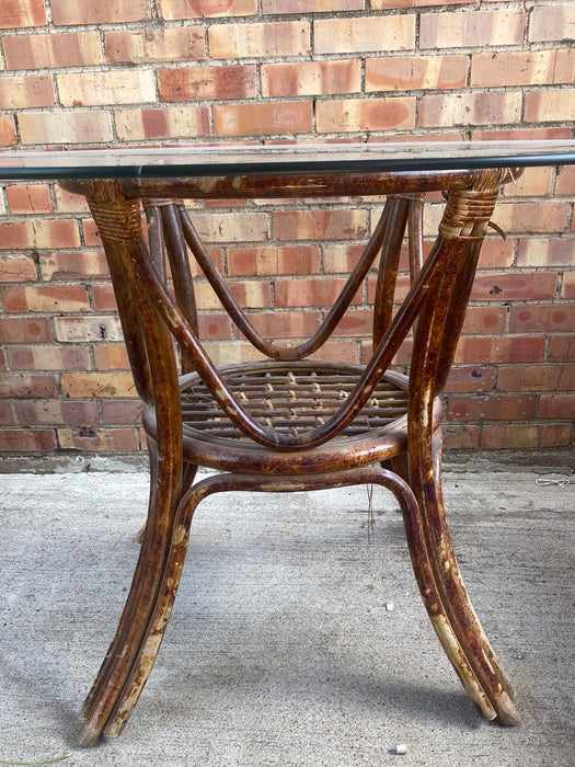 ROUND BAMBOO TABLE WITH GLASS TOP