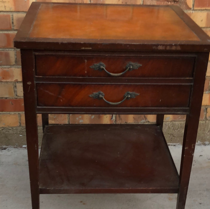 SMALL LEATHER TOP FEDERAL STYLE  STAND WITH DRAWERS