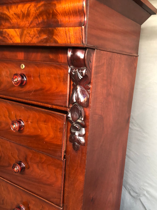 FLAME MAHOGANY 6 DRAWER OGEE CHEST