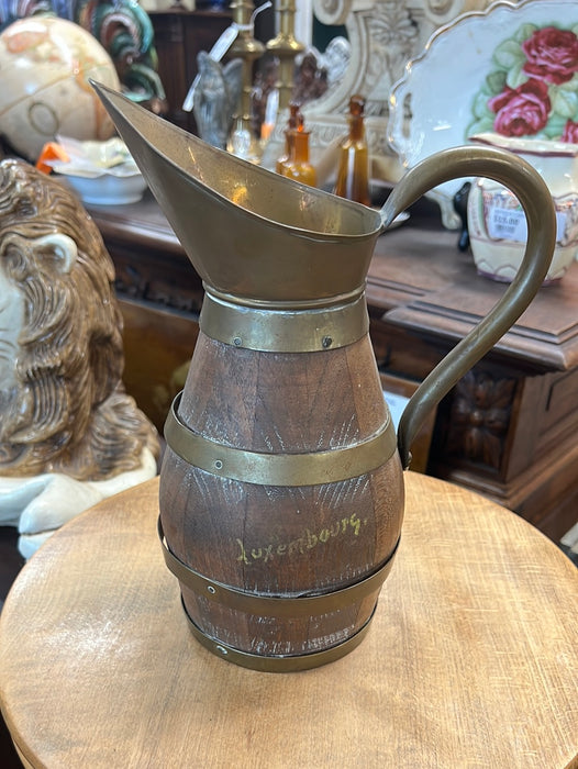 TINY BARREL PITCHER WITH BRASS