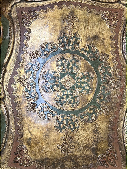MEDIUM GOLD AND GREEN FLORENTINE TRAY