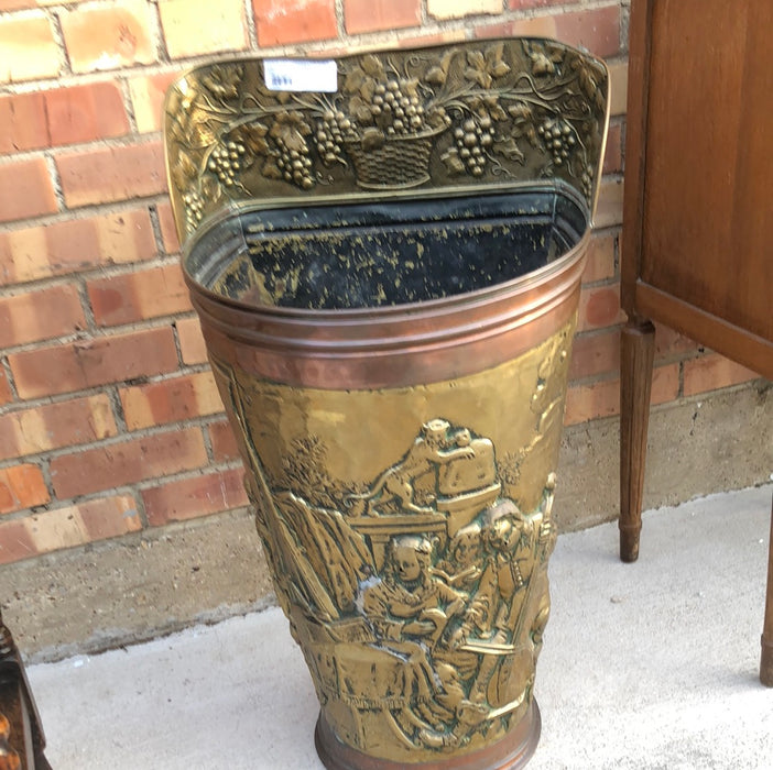 BRASS AND COPPER EMBOSSED UMBRELLA OR STICK STAND
