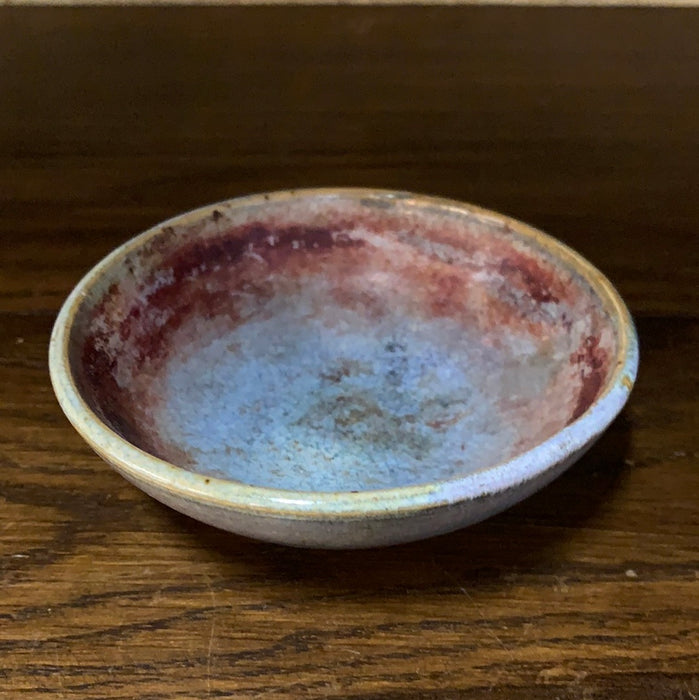 PERIWINKLE AND RED STUDIO POTTERY SMALL BOWL