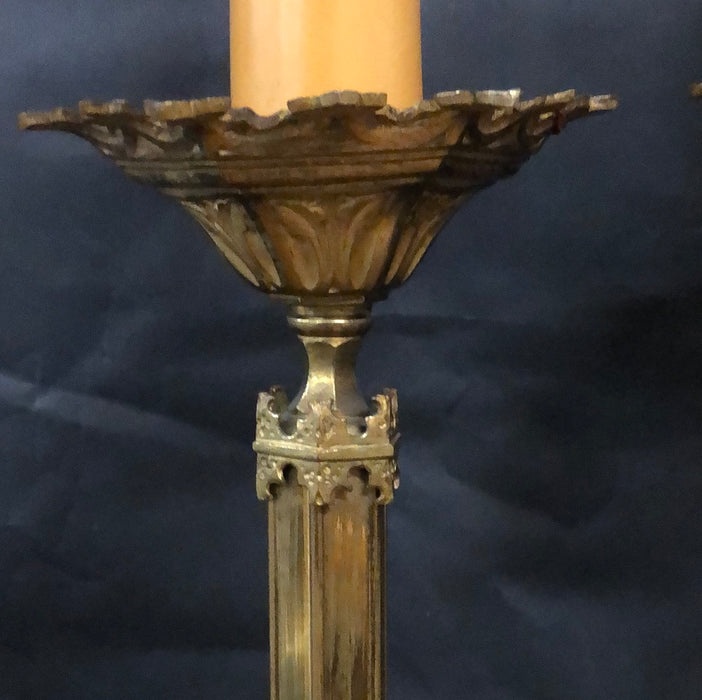 PAIR OF BRASS CHURCH ANGEL CANDLESTICKS