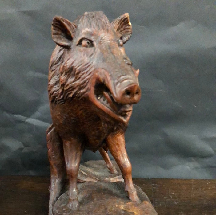 FABULOUS CARVED WOOD BOAR