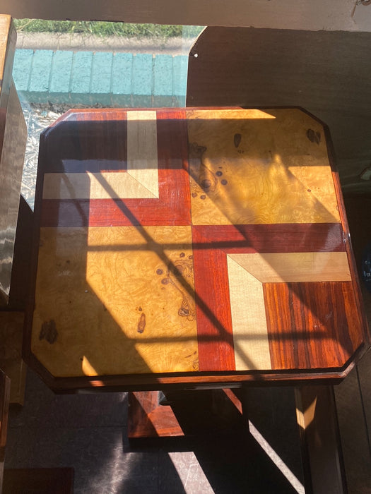 PAIR OF INLAID PARQUETRY TOP PEDESTALS