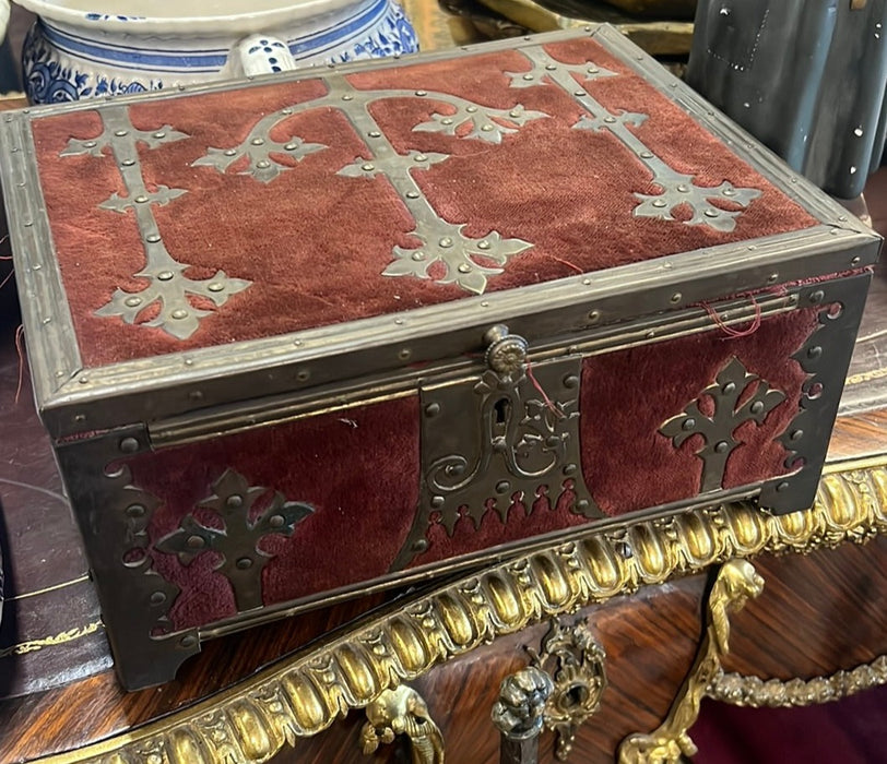 BRASS AND VELVET CHURCH BOX