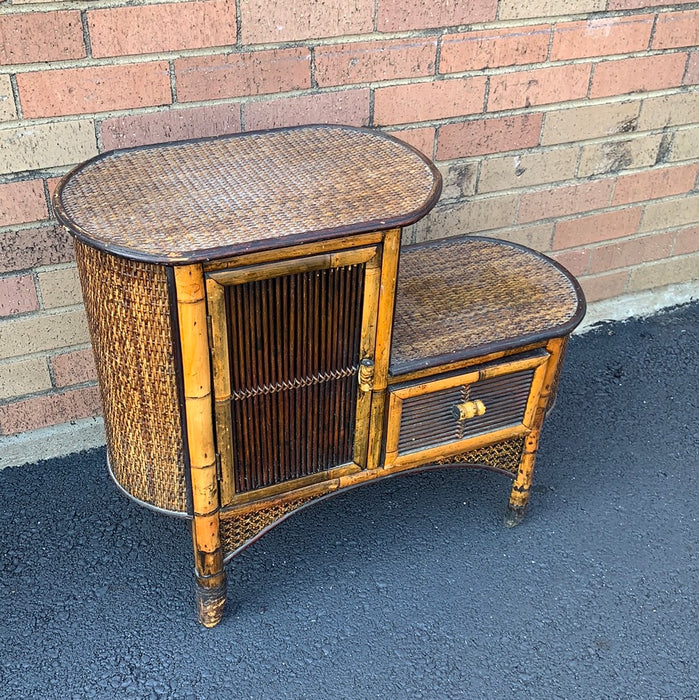 SMALL BAMBOO STEP CABINET WITH DRAWER