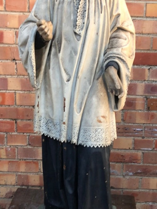 CARVED WOOD SAINT ALOYSIUS GONZAGA STATUE