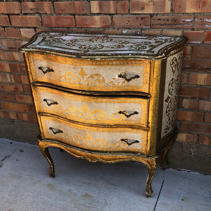 LARGE GOLD AND CREAM FLORENTINE 3 DRAWER CHEST