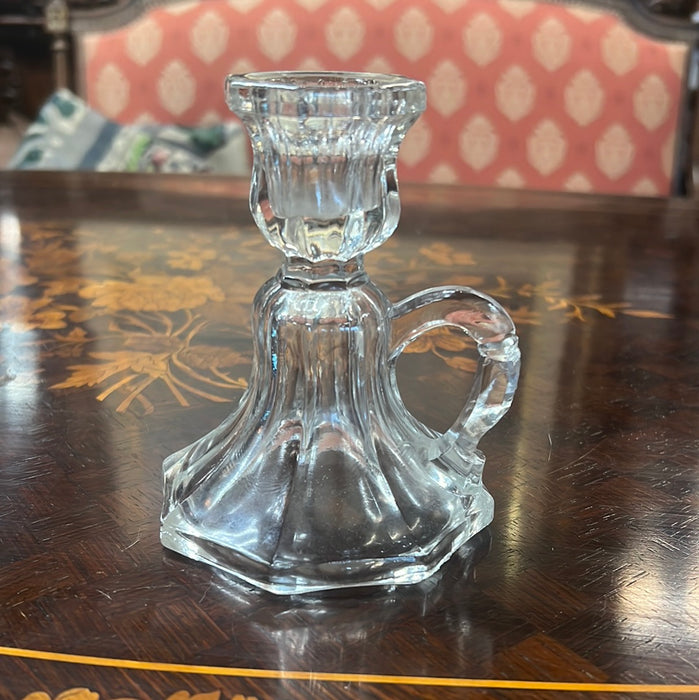 SMALL GLASS THUMB HANDLE CANDLE HOLDER