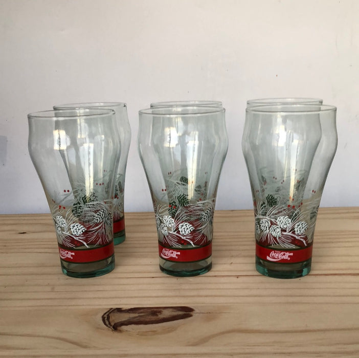 Set  6–16 ounce pine cone Coca-Cola glasses