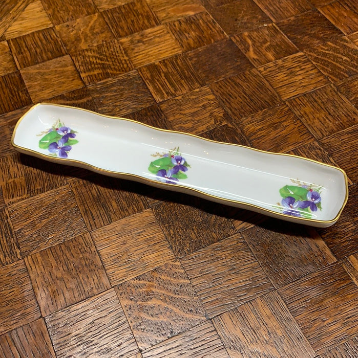LIMOGES LONG NARROW FLORAL HAND PAINTES TRAY