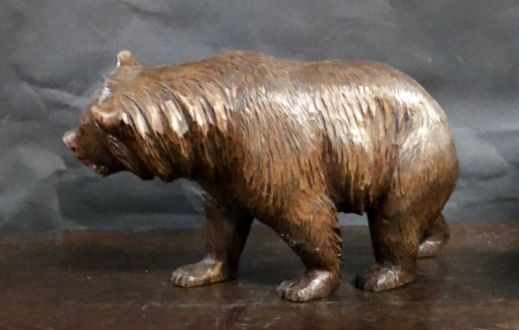 CARVED BLACK FOREST WALKING BEAR