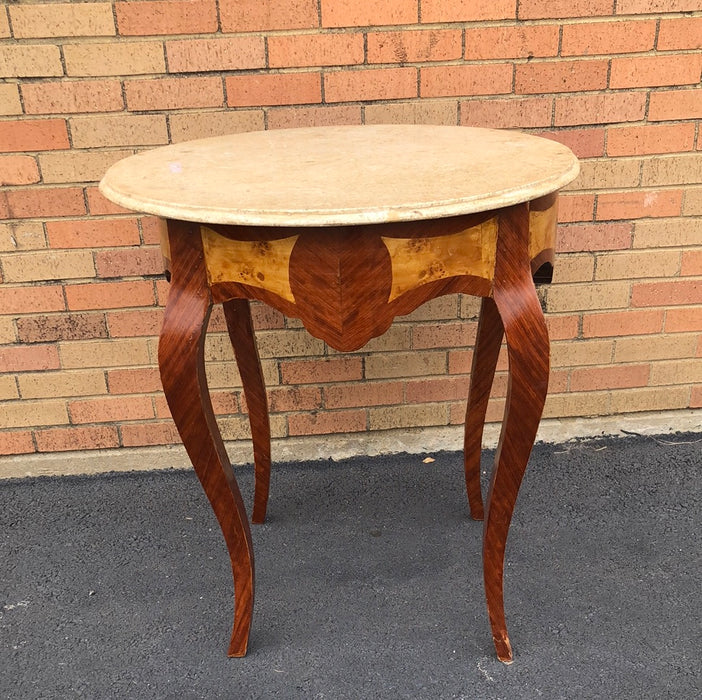 ROUND FRENCH LOUIS XVI MARBLE TOP OCCASIONAL TABLE