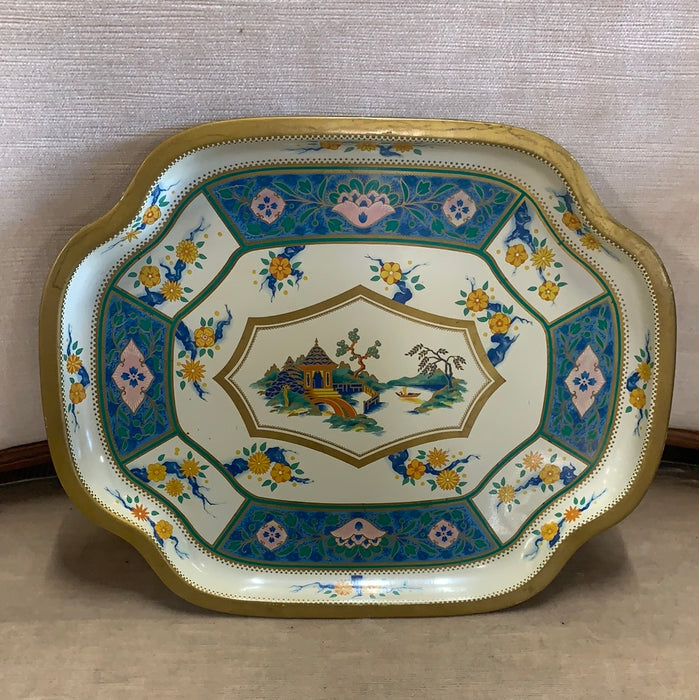 COLORFUL ENGLISH CHINOISERIE SERVING TRAY