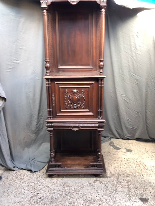 TALL WALNUT HENRI II CREDENCE CABINET