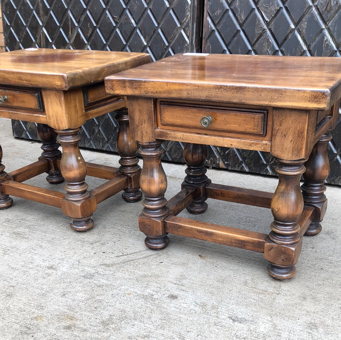 PAIR OF LOW ALDER SIDE TABLES WITH DRAWERS