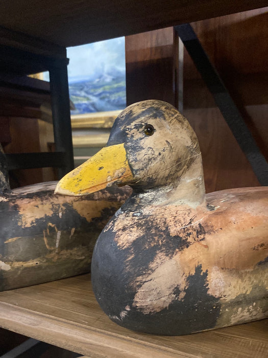 POLYCHROME CARVED WOOD DUCK WITH GLASS EYES - EACH