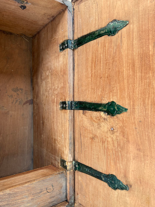 BRASS MOUNTED TEAK INDIAN COFFER - AS FOUND