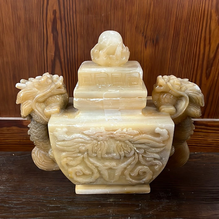 ALABASTER ASIAN DRAGONS CENSOR - AS FOUND