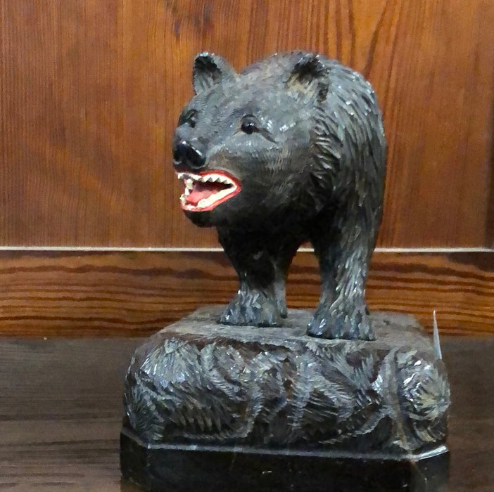 CARVED BLACK FOREST BEAR ON PLATFORM