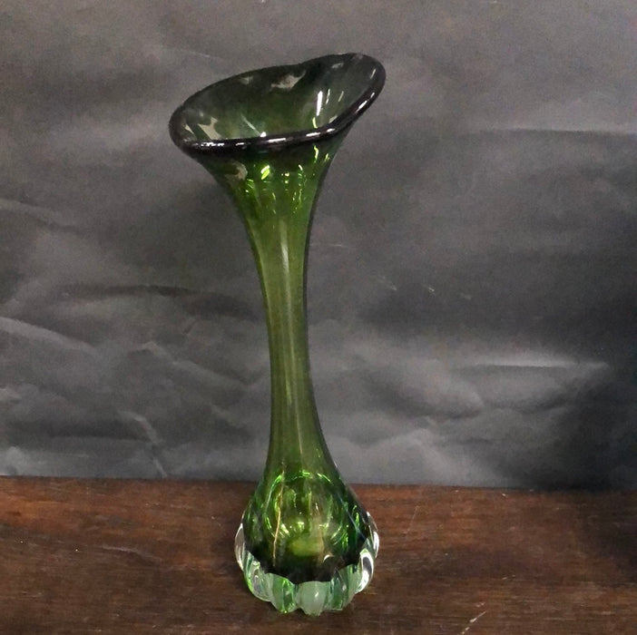 TALL GREEN ART GLASS VASE