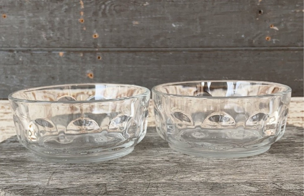 PAIR OF CLEAR GLASS FRENCH BERRY BOWLS