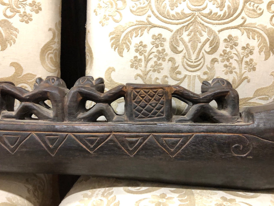 INDONESIAN CARVED WOOD DRAGON CANDLE STAND - AS FOUND