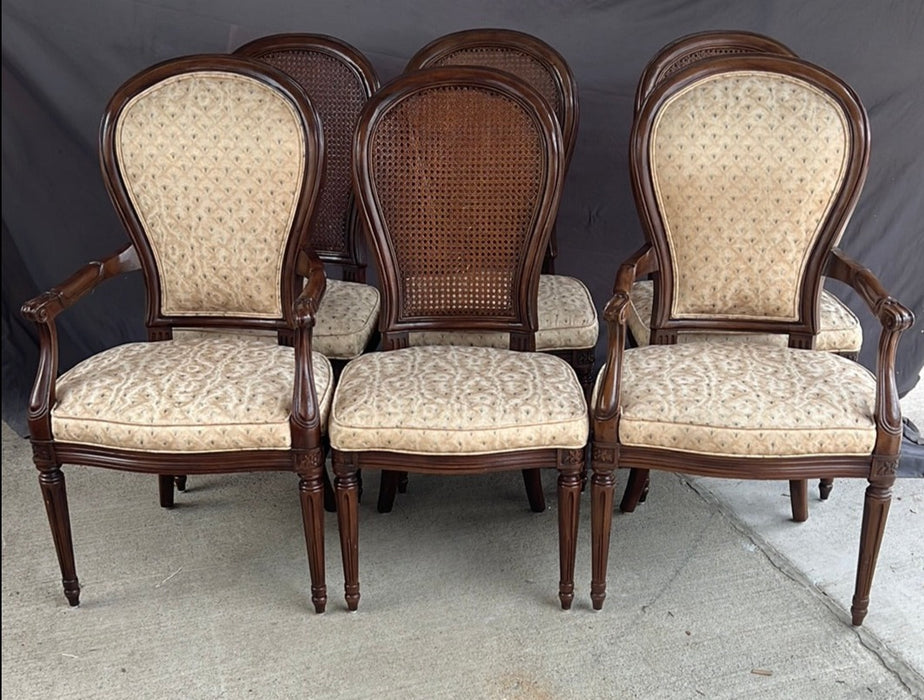 SET OF 6 HENREDON DINING CHAIRS (TWO W/ARMS) LOUIS XV